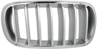 51117303108 GRILLE, RH (PASSENGER SIDE)- MATTE TITANIUM SILVER- CHROME SURROUND- WITH OR W/O NIGHT VISION- W/ M-SPORT PKG OEM auto part