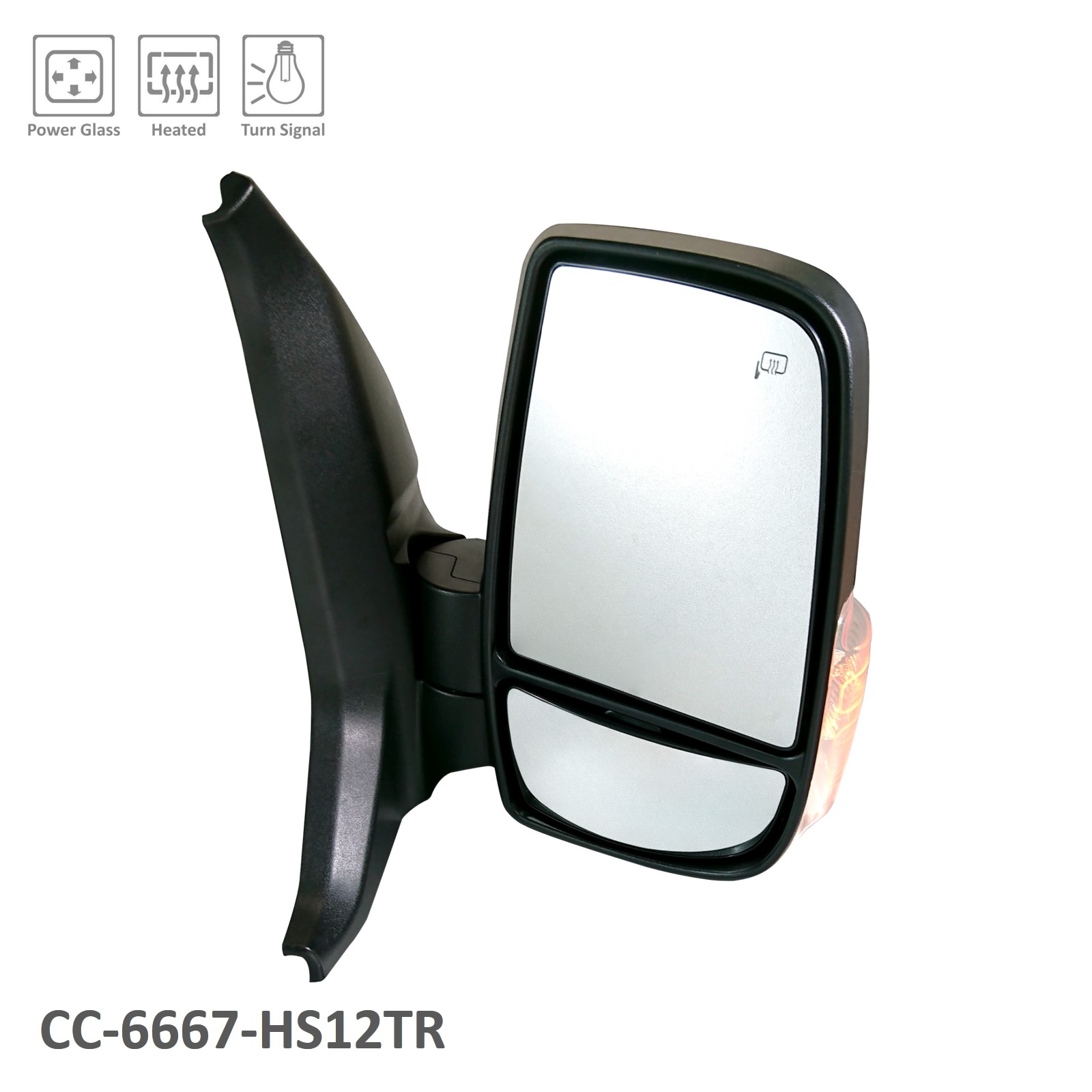 LK4Z17682CA MIRROR ASSEMBLY, RH (PASSENGER SIDE)- TEXTURED BLACK- DUAL GLASS- POWER UPPER- MANUAL LOWER CONVEX- HEATED UPPER- SIGNAL- W/O BLINDSPOT- MANUAL FOLDING- W/ 12 HOLE PLUG- SHORT ARM- MEDIUM / HIGH ROOF MODELS OEM auto part