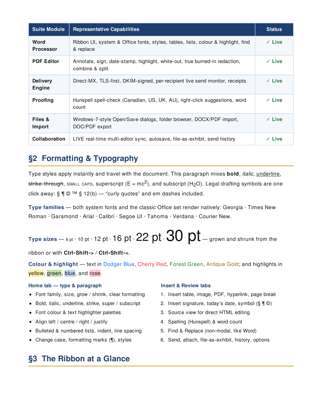 Typography and features