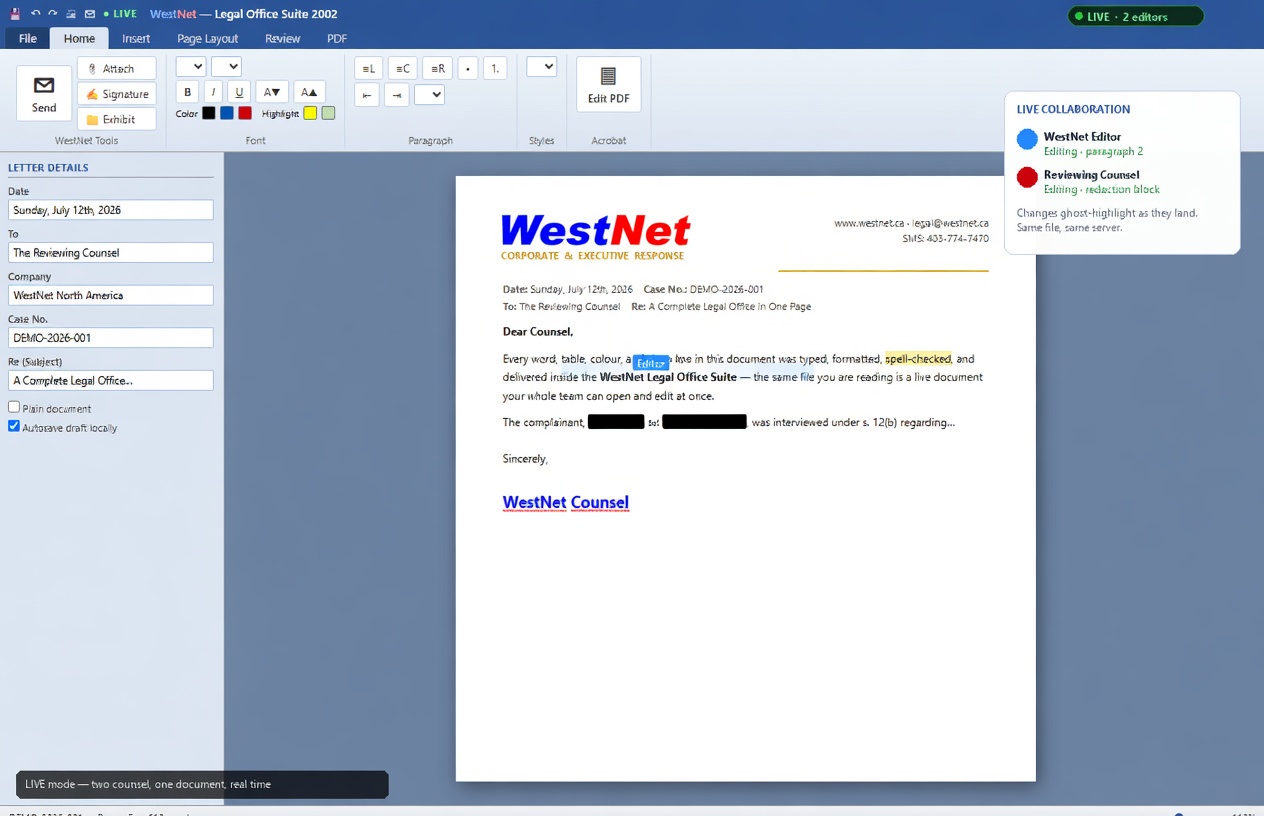 Live document workspace