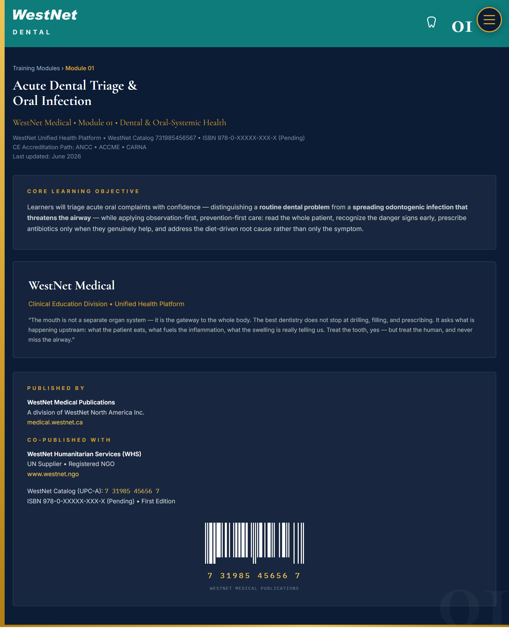 Module 01 — Acute Dental Triage & Oral Infection Plan Image