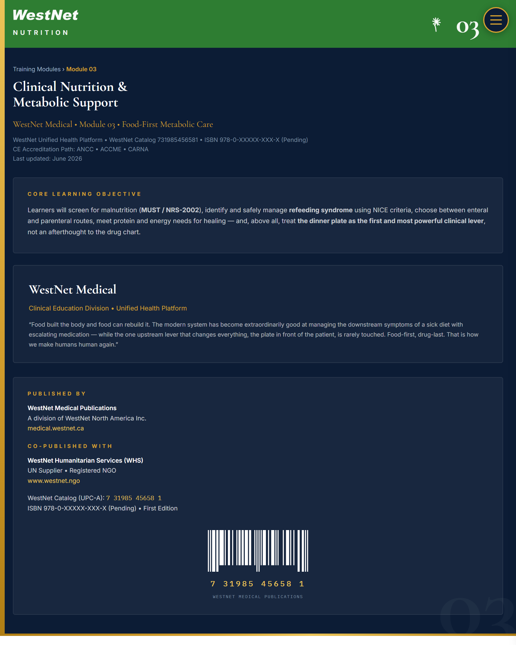 Module 03 — Clinical Nutrition & Metabolic Support Plan Image