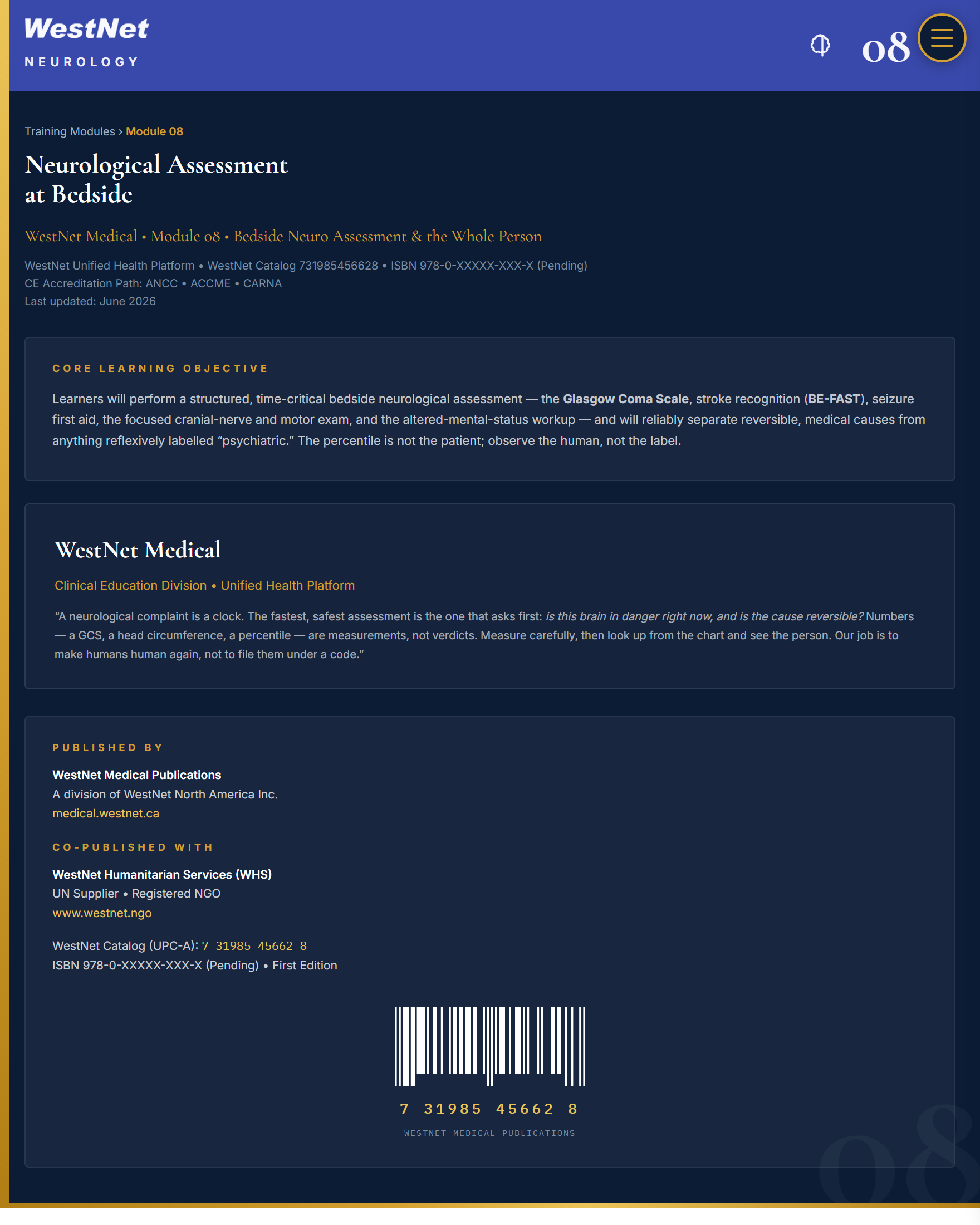 Module 08 — Neurological Assessment at Bedside Plan Image