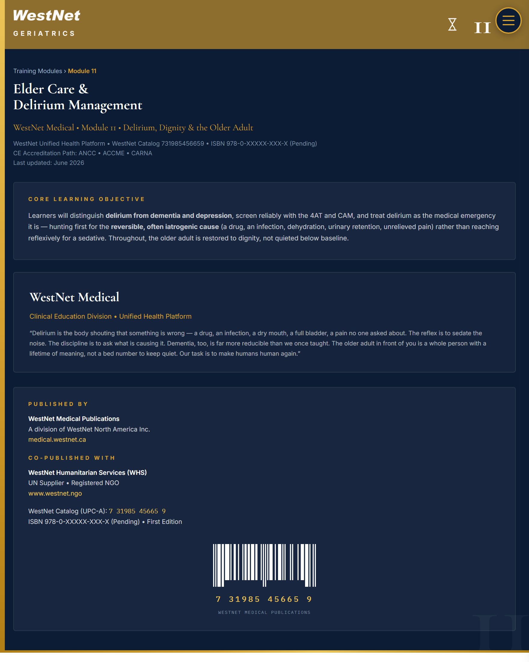 Module 11 — Elder Care & Delirium Management Plan Image