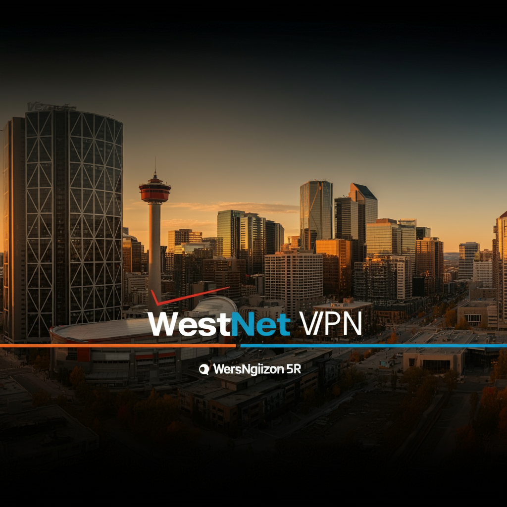 Calgary skyline with VPN conceptual art